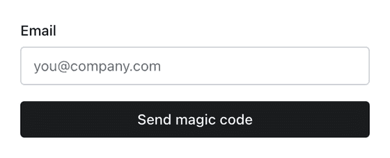 The Email box and the Send magic code button on the Aiome sign-in screen.