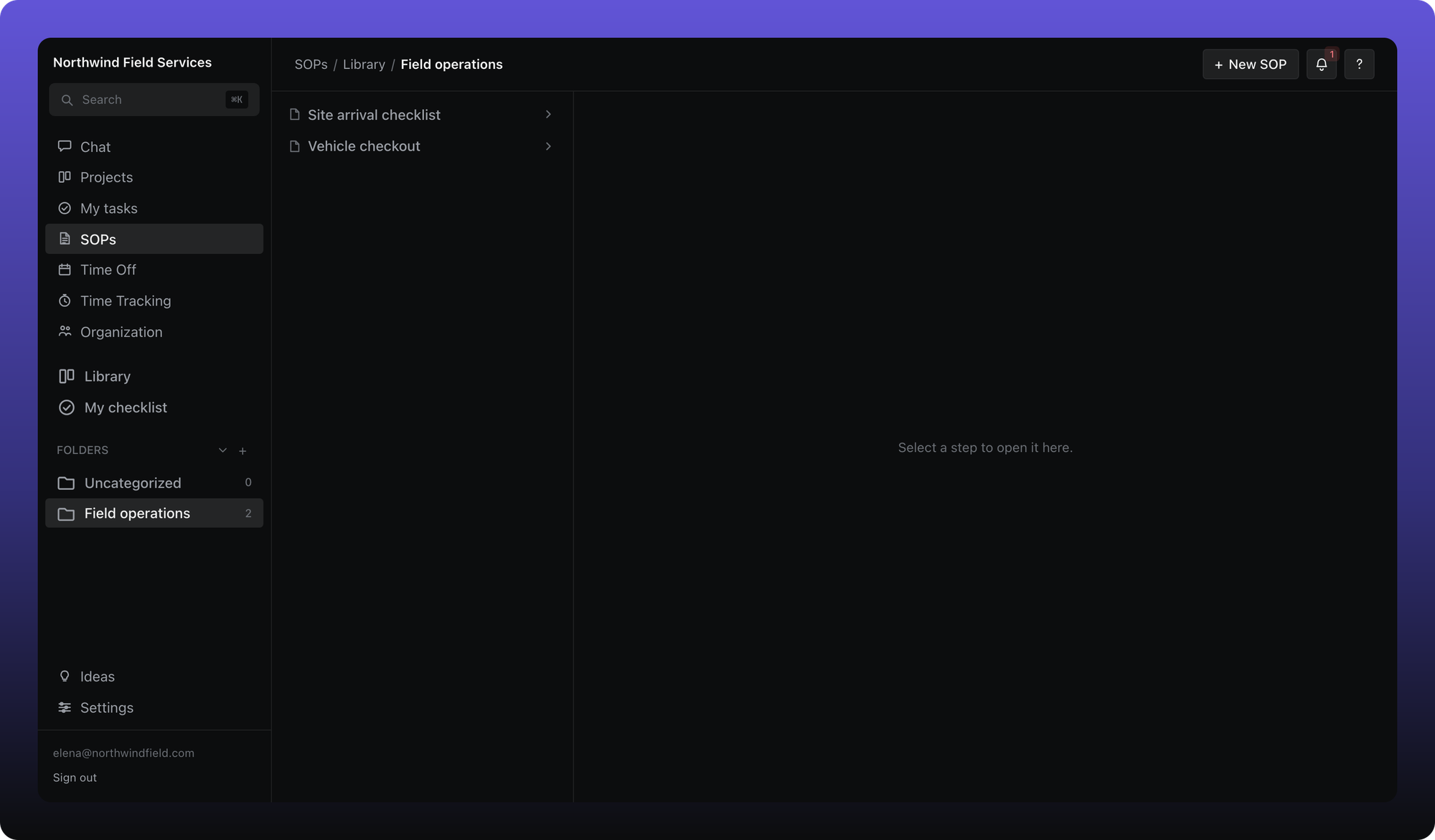 Field operations folder as a member without access to the restricted SOP β only two SOPs listed